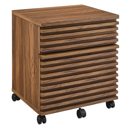 Render Wood File Cabinet by Modway in walnut finish with slatted drawer fronts on casters on Tampa Home & Garden Store