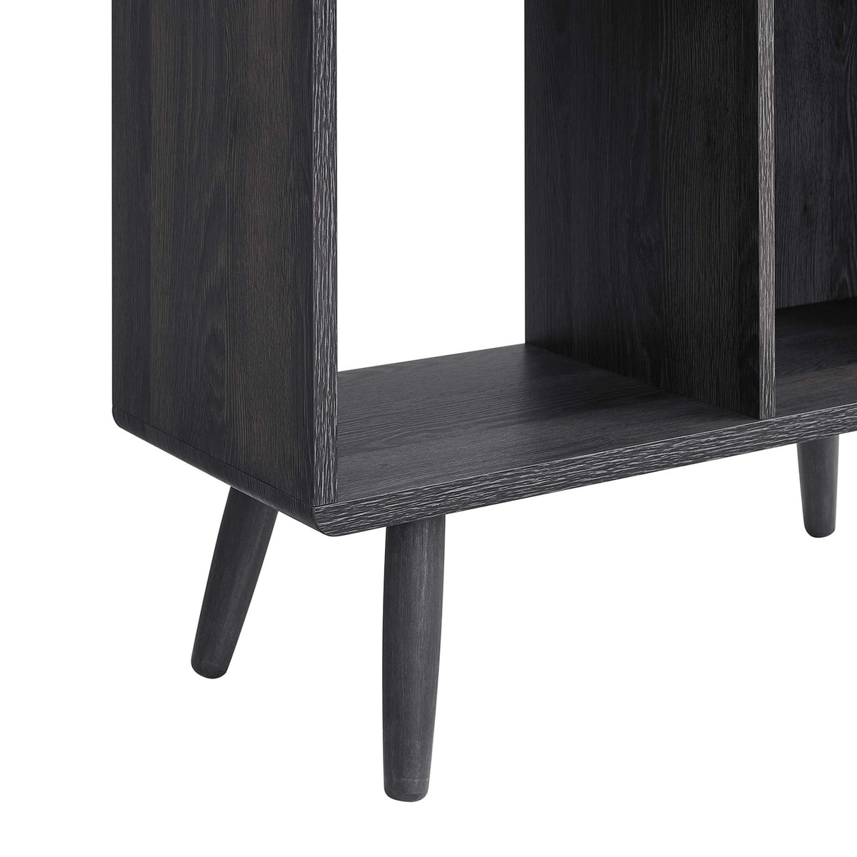 Transmit 5-shelf wood grain bookcase corner with black finish, angled legs on Tampa Home & Garden Store