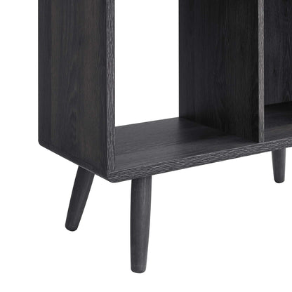 Transmit 5-shelf wood grain bookcase corner with black finish, angled legs on Tampa Home & Garden Store