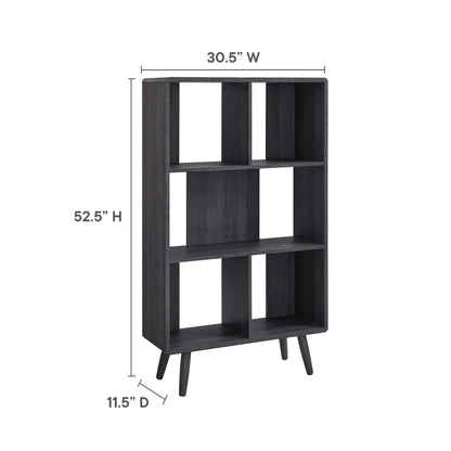 Transmit 5-shelf wood grain bookcase by Modway in dark espresso finish with open cubby on Tampa Home & Garden Store