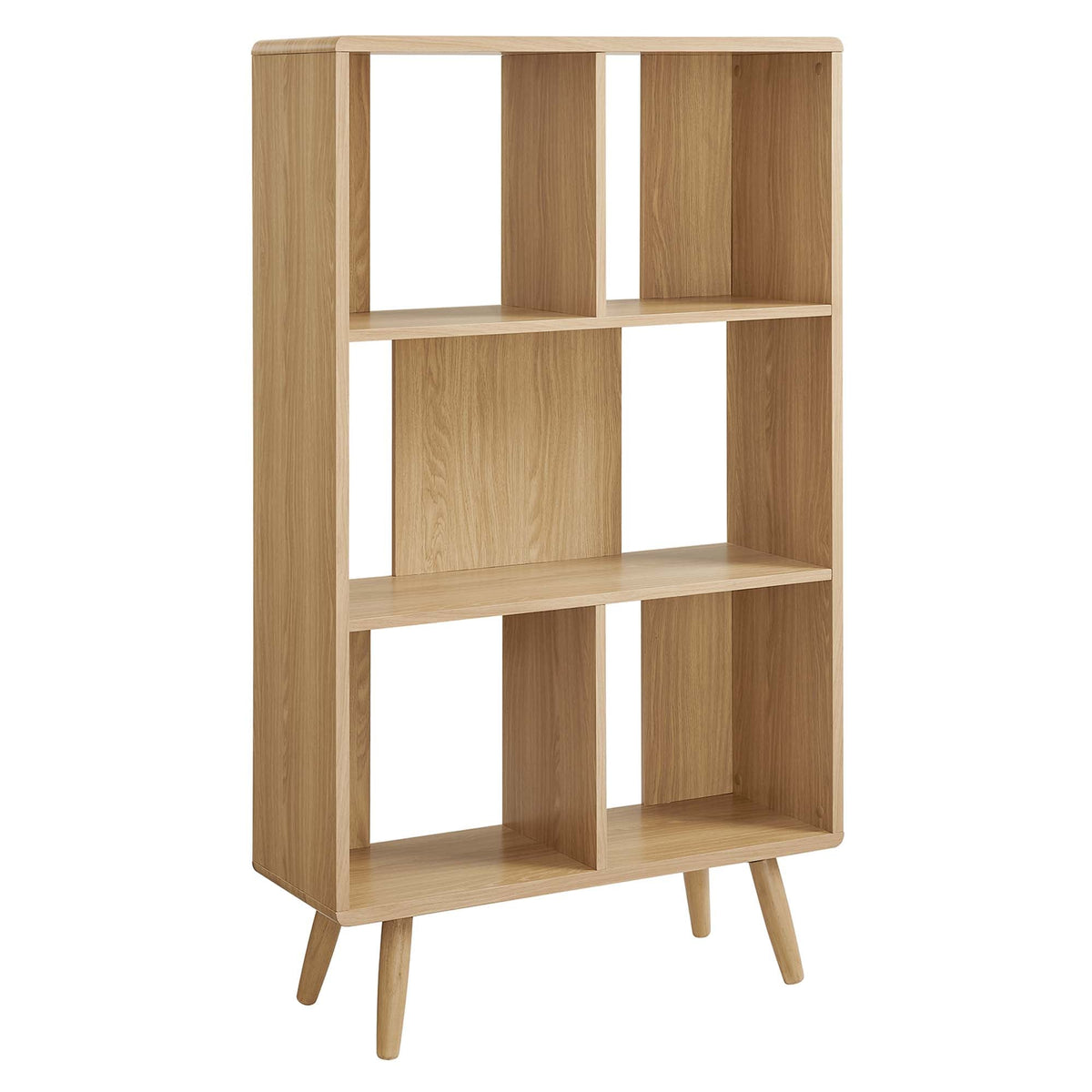 Transmit 5-Shelf Wood Grain Bookcase by Modway, light oak finish, living room storage on Tampa Home & Garden Store