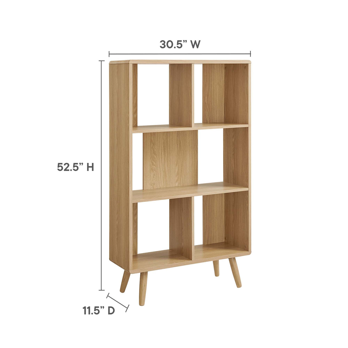 Transmit 5-shelf wood grain bookcase in natural oak finish, living room storage by HouseOfZazla on Tampa Home & Garden Store