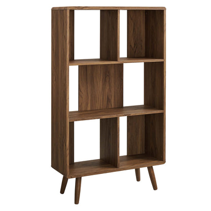 Transmit 5-Shelf Wood Grain Bookcase with mid-century tapered legs on Tampa Home & Garden Store