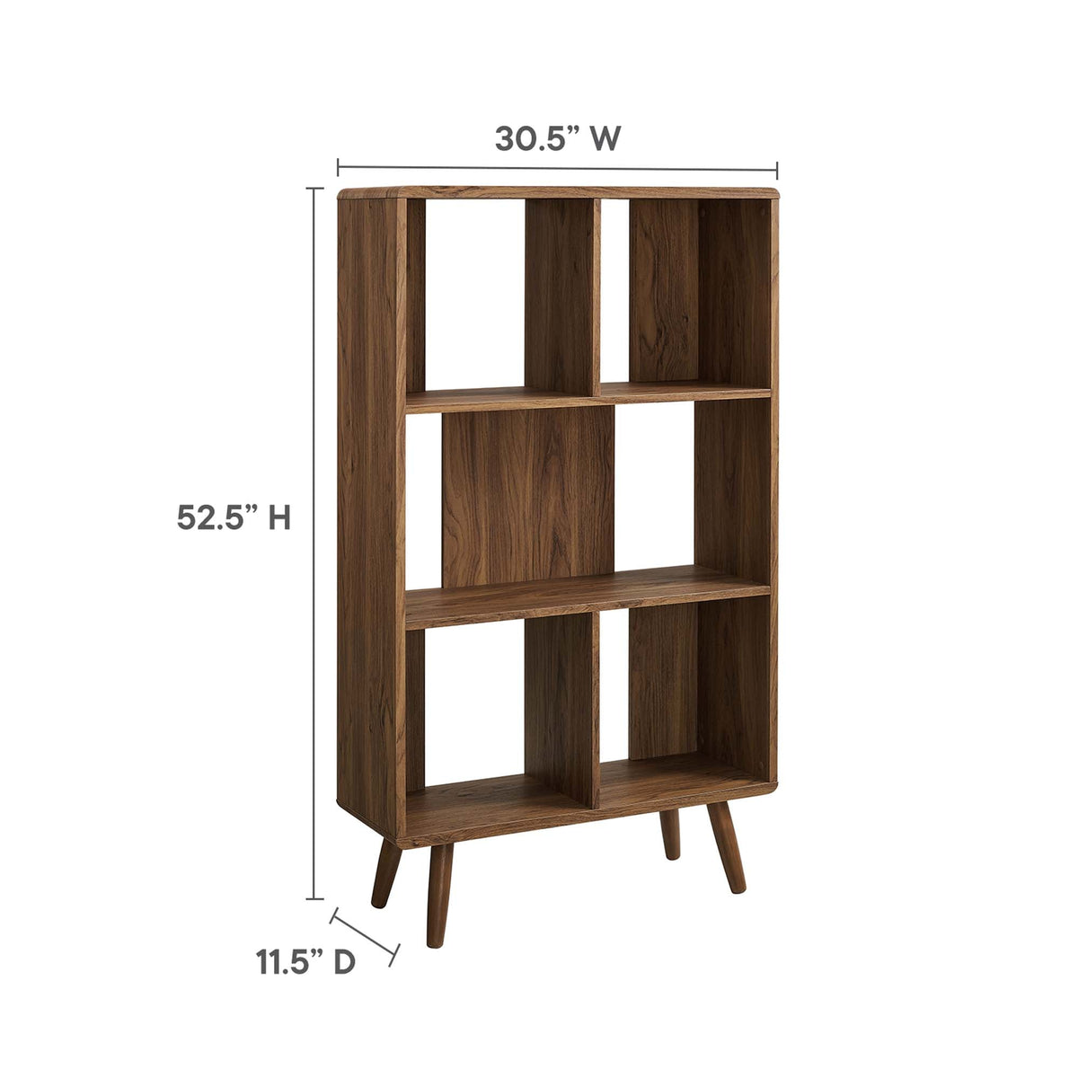 Transmit 5-shelf wood grain bookcase by Modway for living room furniture on Tampa Home & Garden Store