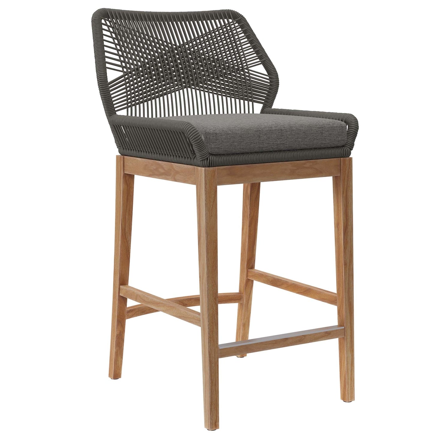 Modway Teak Patio Bar Set and Aluminum Stools