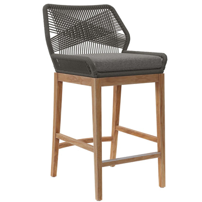 Modway Teak Patio Bar Set and Aluminum Stools