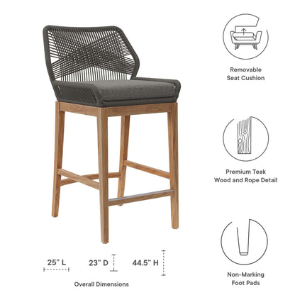 Modway Wellspring Outdoor Teak Bar Stool For Home