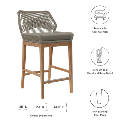 Modway Teak Patio Bar Set and Aluminum Stools