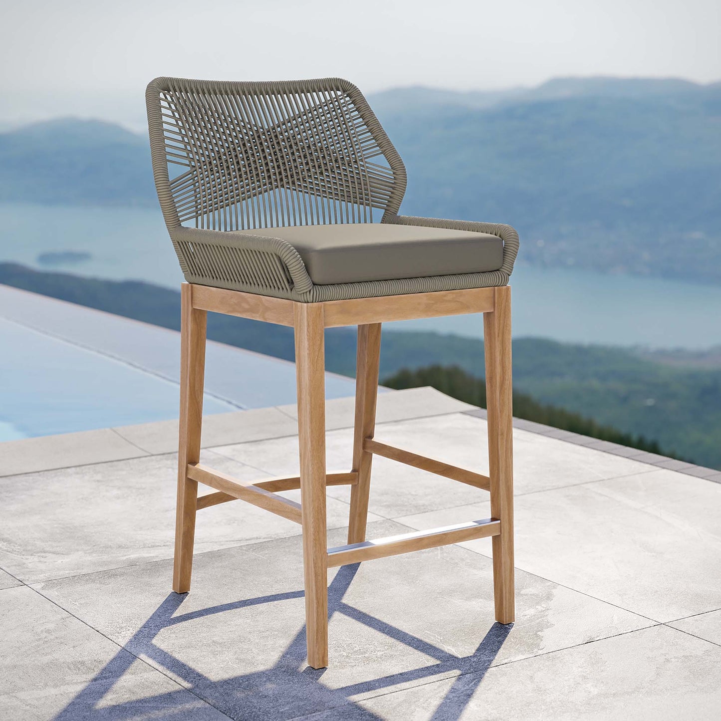 Modway Wellspring Outdoor Teak Bar Stool For Home