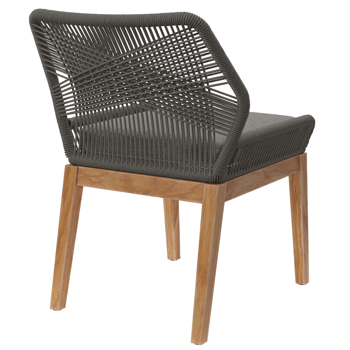 Wellspring Outdoor Teak Wood Dining Chair with dark gray woven rope back and seat by Modway on Tampa Home & Garden Store