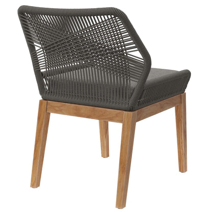 Wellspring Outdoor Teak Wood Dining Chair with dark gray woven rope back and seat by Modway on Tampa Home & Garden Store