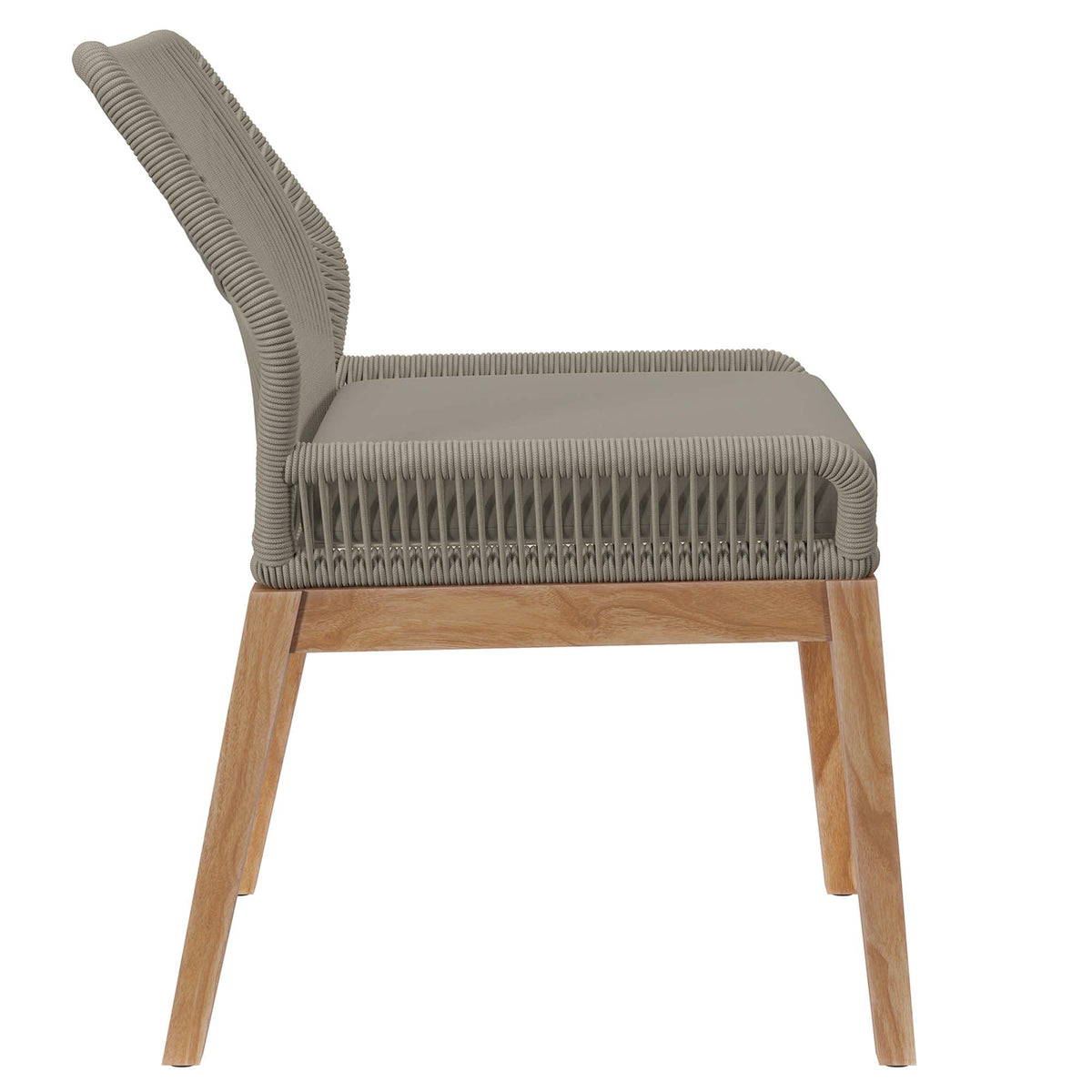 Wellspring Outdoor Patio Teak Wood Dining Chair by Modway with taupe rope-wrapped seat and back on Tampa Home & Garden Store
