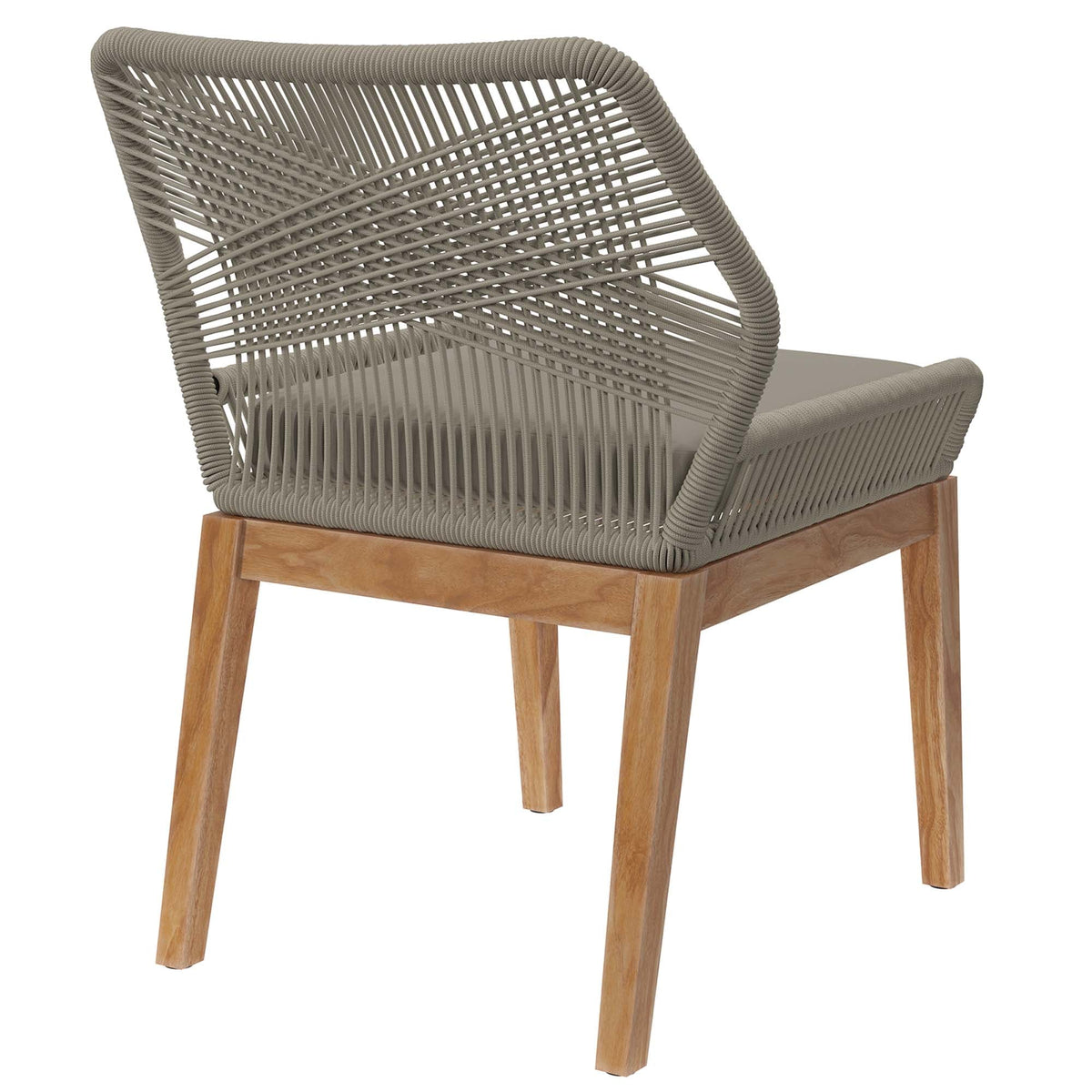Wellspring outdoor teak dining chair by Modway with taupe woven back and seat on teak frame on Tampa Home & Garden Store