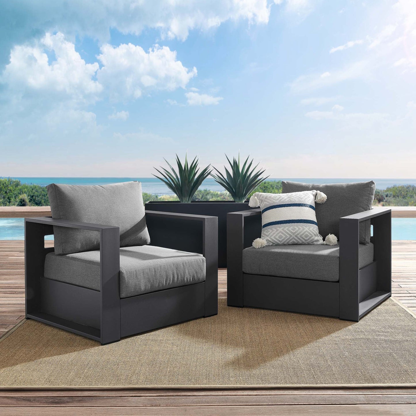 Tahoe 2 Piece Outdoor Aluminum Armchair Set