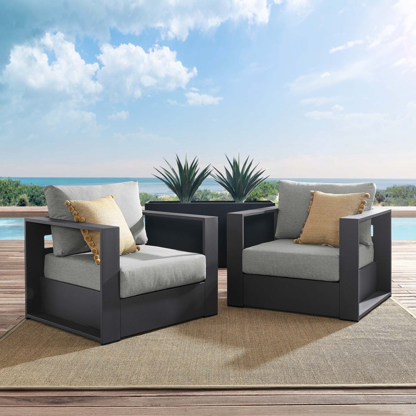 Tahoe 2 Piece Outdoor Aluminum Armchair Set