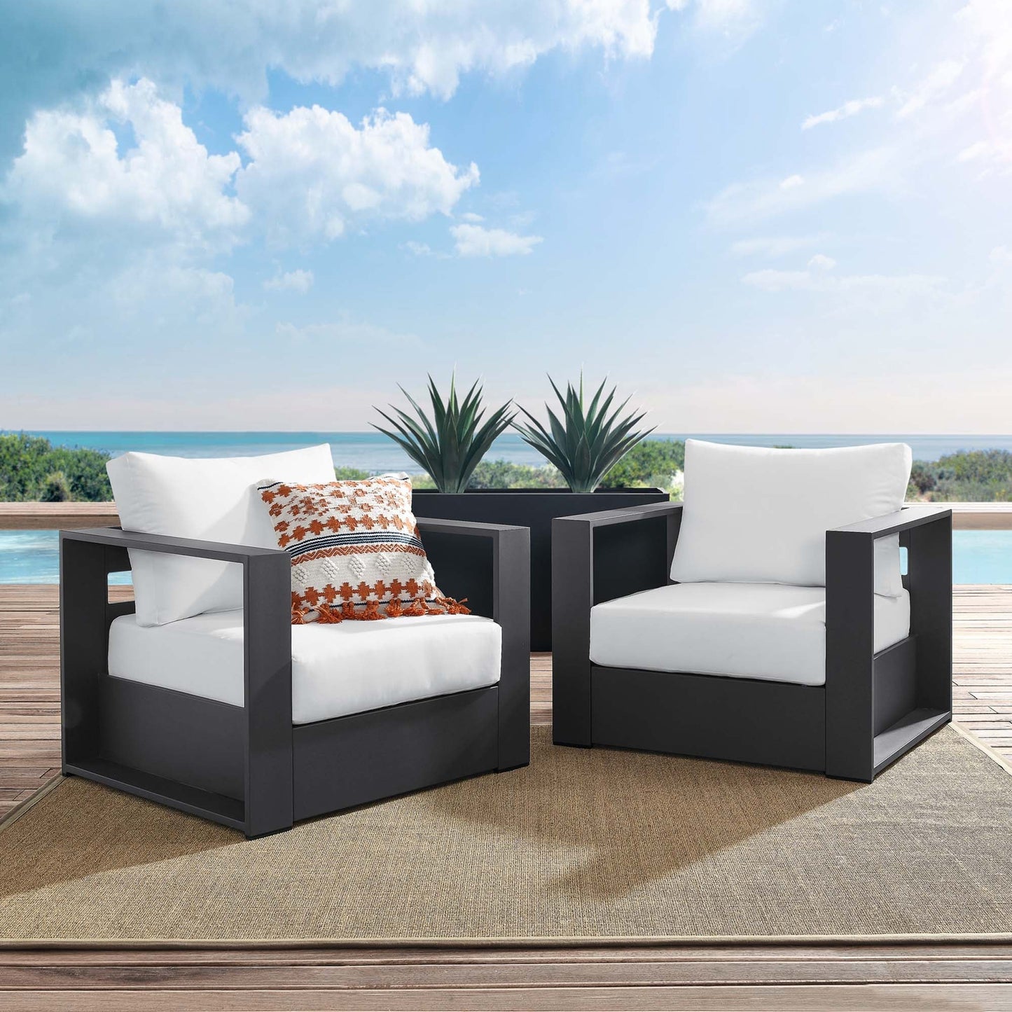 Tahoe 2 Piece Outdoor Aluminum Armchair Set