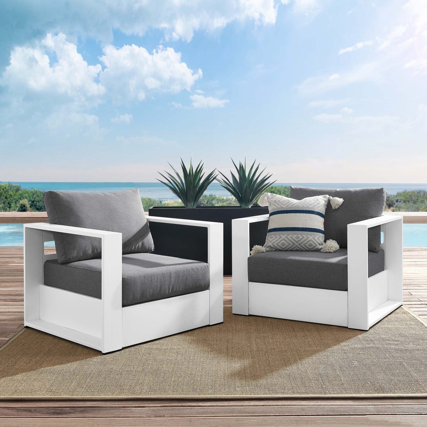 Tahoe 2 Piece Outdoor Aluminum Armchair Set