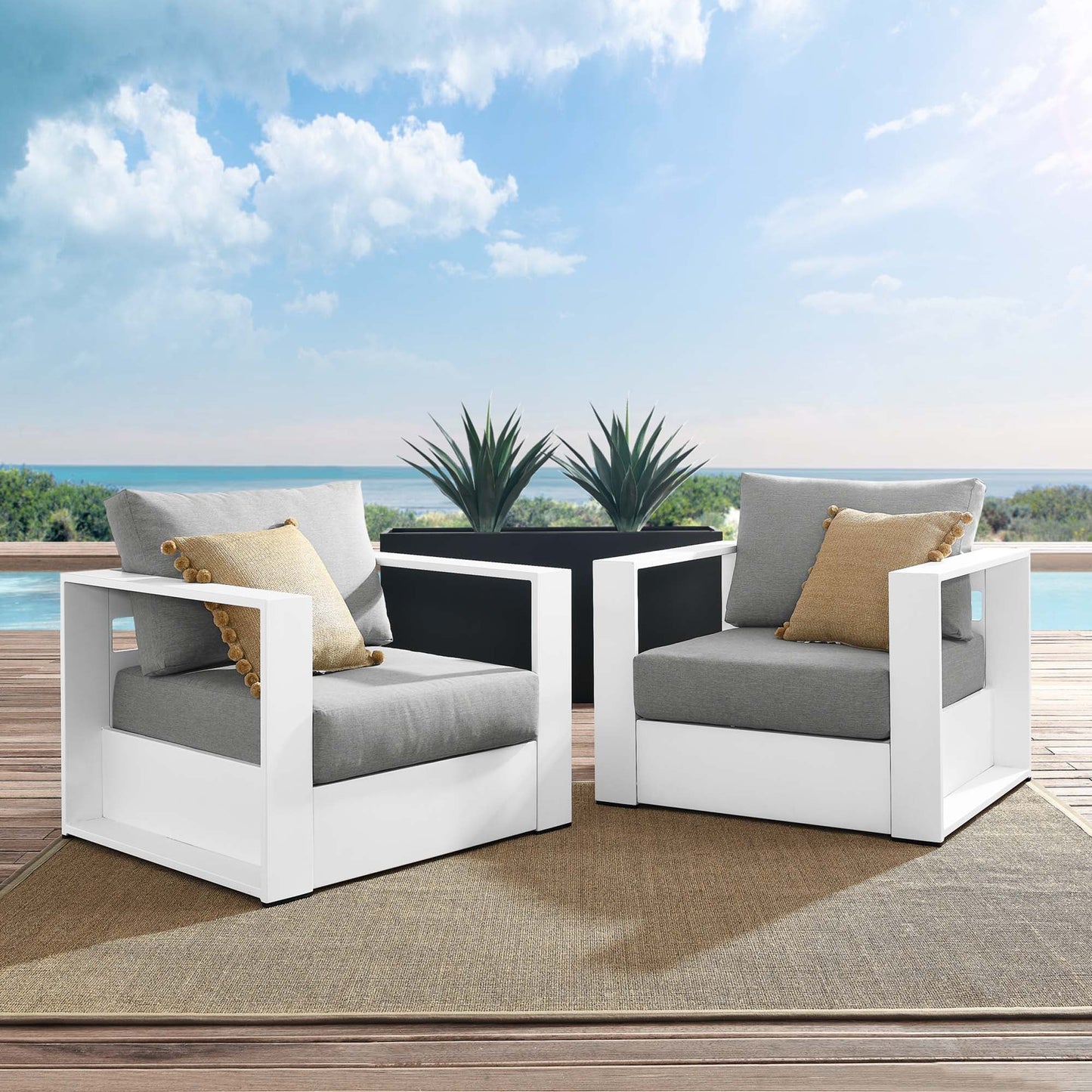 Tahoe 2 Piece Outdoor Aluminum Armchair Set