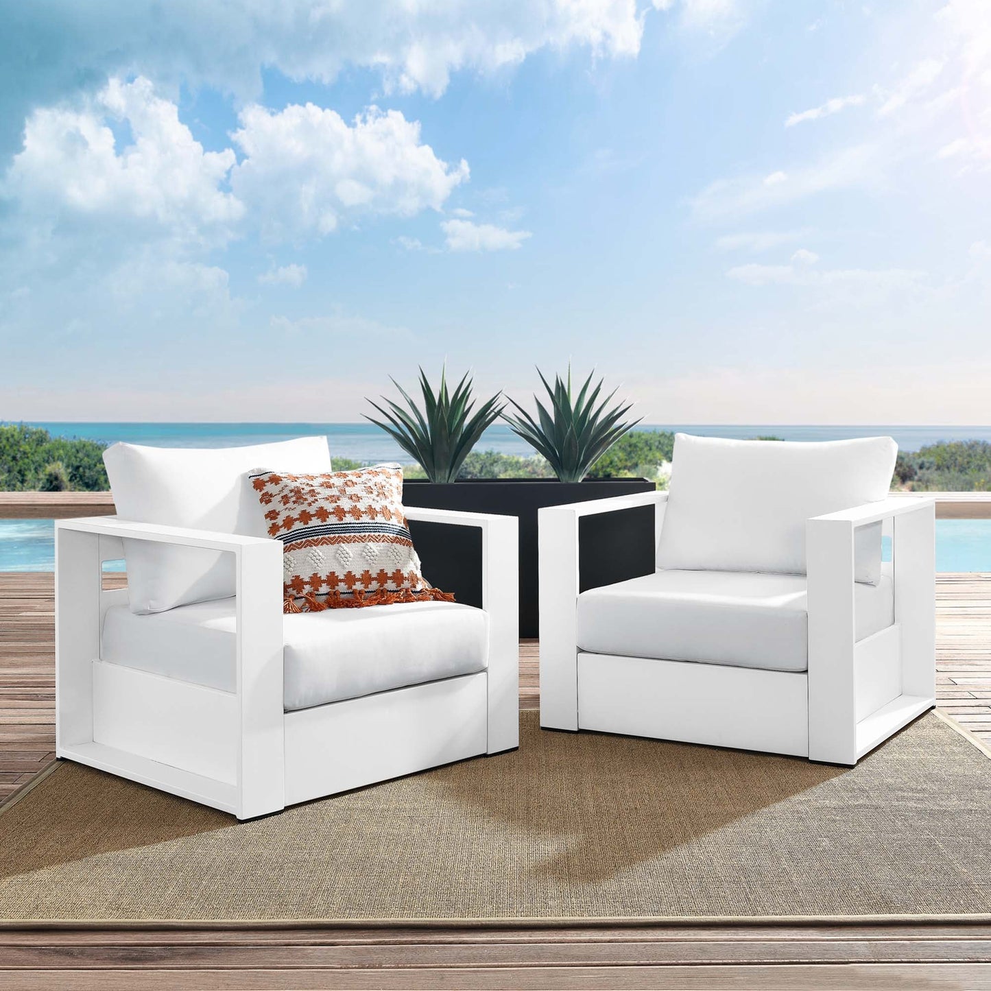Tahoe 2 Piece Outdoor Aluminum Armchair Set