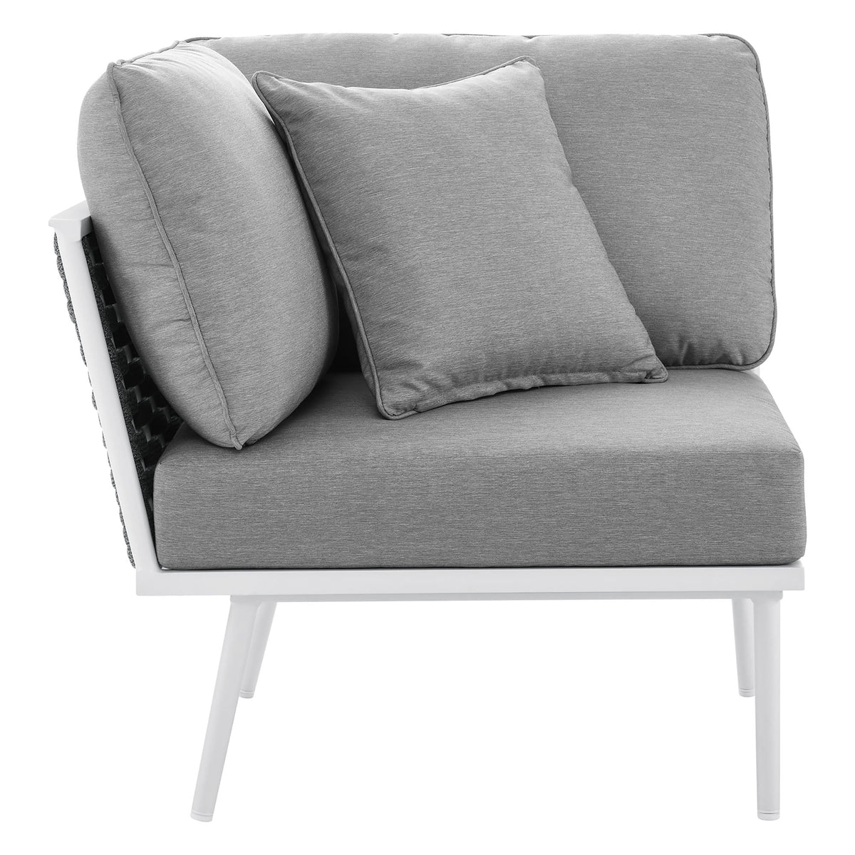 Stance patio aluminum sectional sofa with gray cushions and white frame by Modway on Tampa Home & Garden Store
