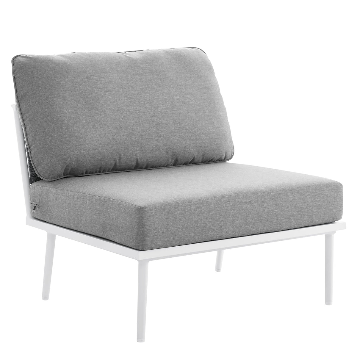 Stance outdoor aluminum sectional sofa gray cushions on white frame with zippered cushion on Tampa Home & Garden Store