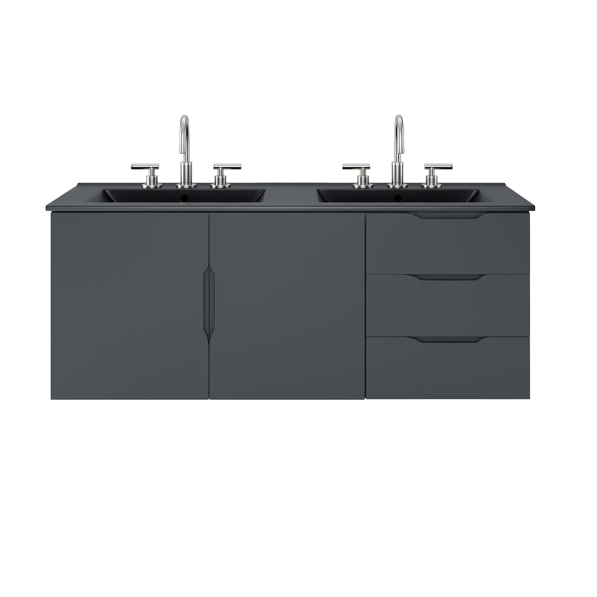 Vitality 48in double sink vanity with dual chrome faucets in dark gray finish HouseOfZazla on Tampa Home & Garden Store