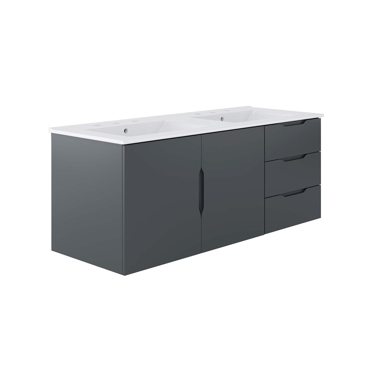 Vitality 48in double-sink bathroom vanity with white countertop and gray cabinets on Tampa Home & Garden Store