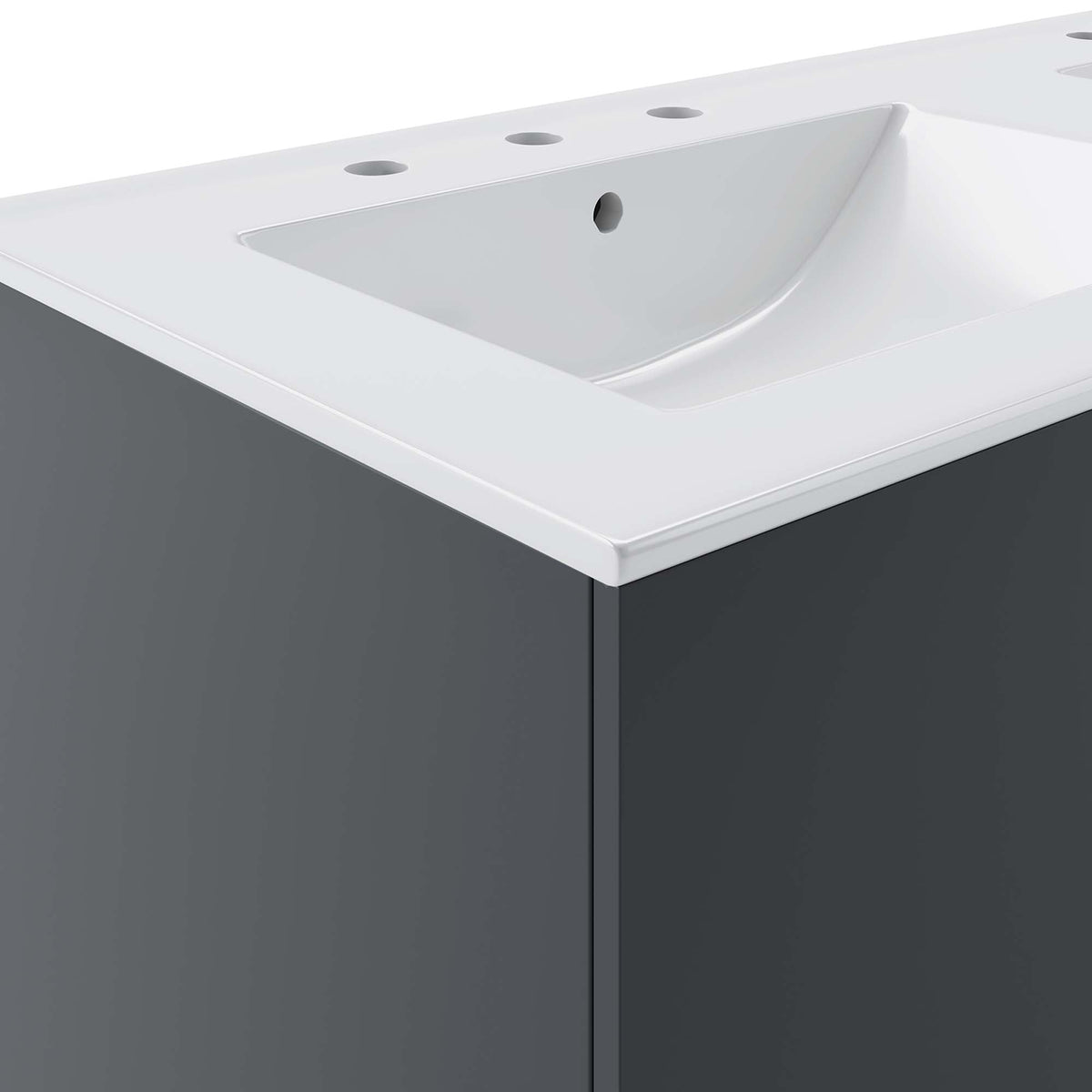 Vitality 48in double sink bathroom vanity with white countertop and dark gray base Modway on Tampa Home & Garden Store