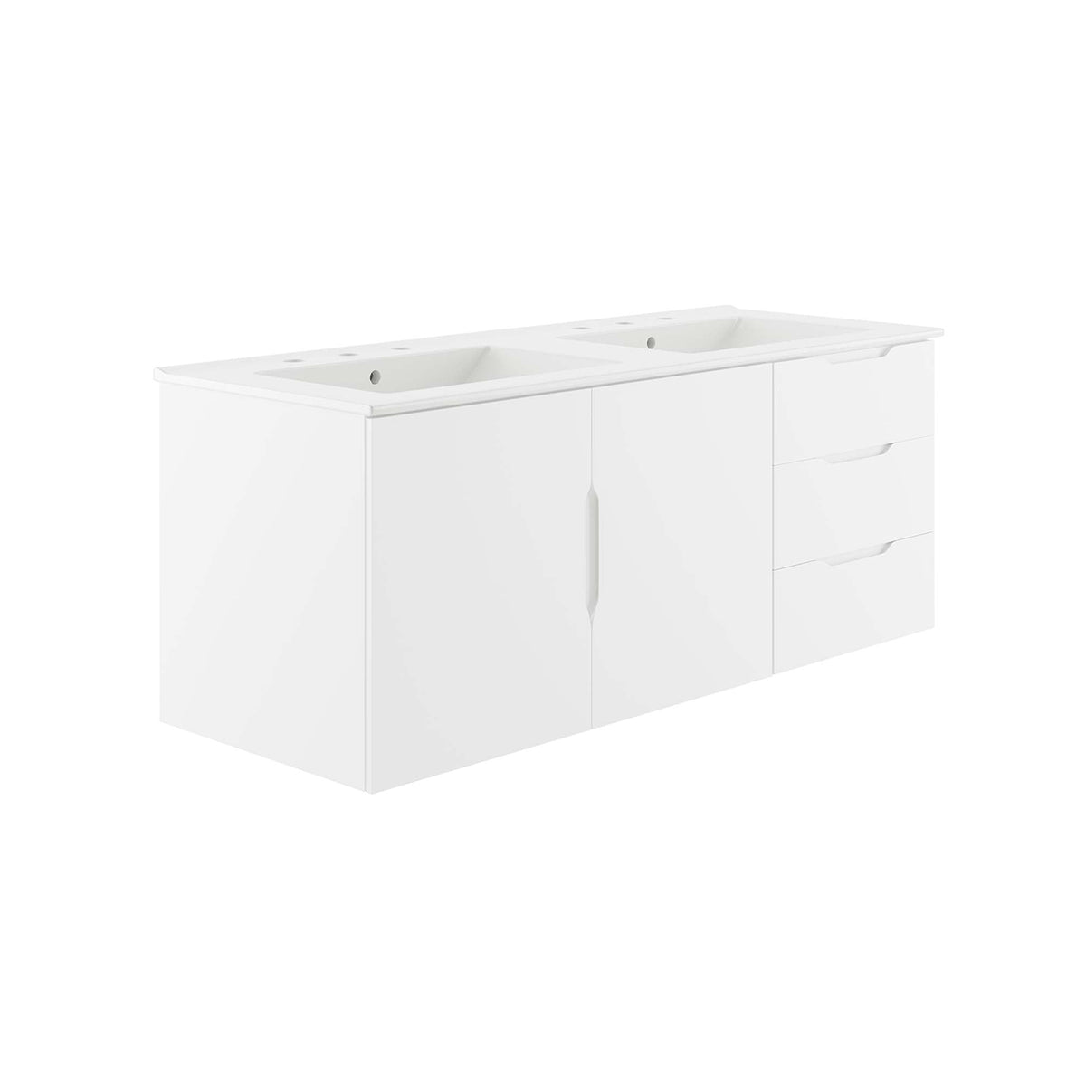 Vitality 48in double sink bathroom vanity white with dual sinks and cabinet storage on Tampa Home & Garden Store