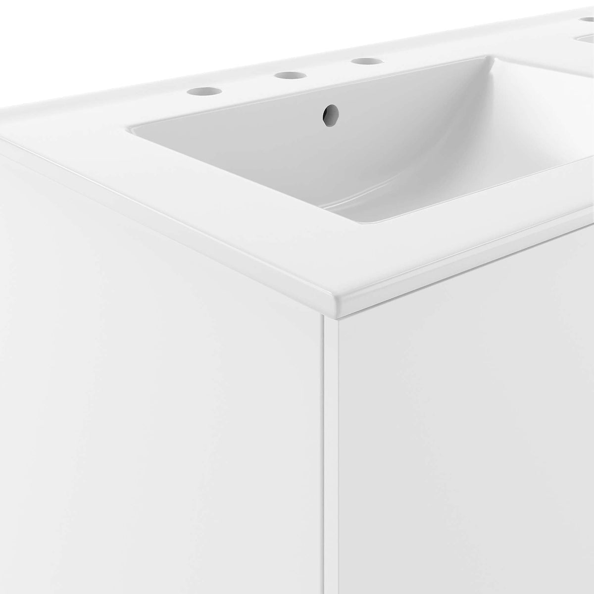 Vitality 48-inch double sink bathroom vanity in white solid-surface with faucet holes on Tampa Home & Garden Store