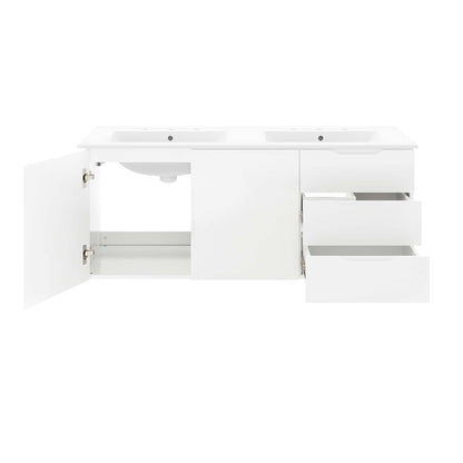Vitality 48in double sink bathroom vanity white by HouseOfZazla with dual sinks and drawers on Tampa Home & Garden Store