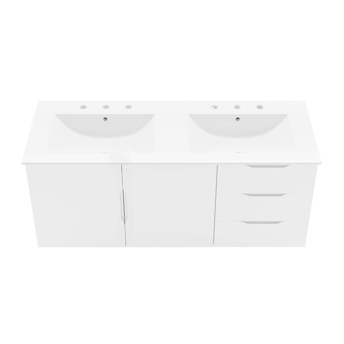 Vitality 48-inch double sink bathroom vanity, white finish with two sinks and cabinet base on Tampa Home & Garden Store