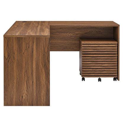 Render Wood Desk and File Cabinet Set by Modway in walnut finish, two-piece office set on Tampa Home & Garden Store