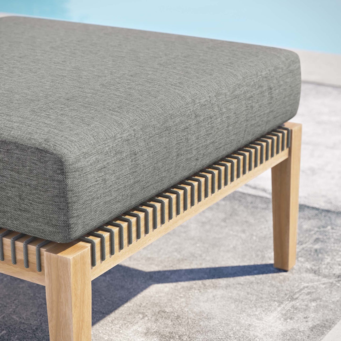 Coastal Style Teak Ottoman for Outdoor Living