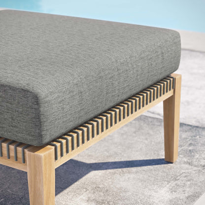 Coastal Style Teak Ottoman for Outdoor Living