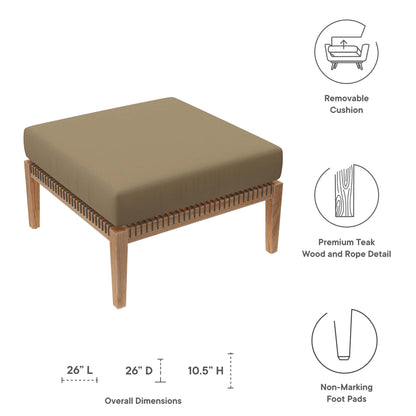 Coastal Style Teak Ottoman for Outdoor Living