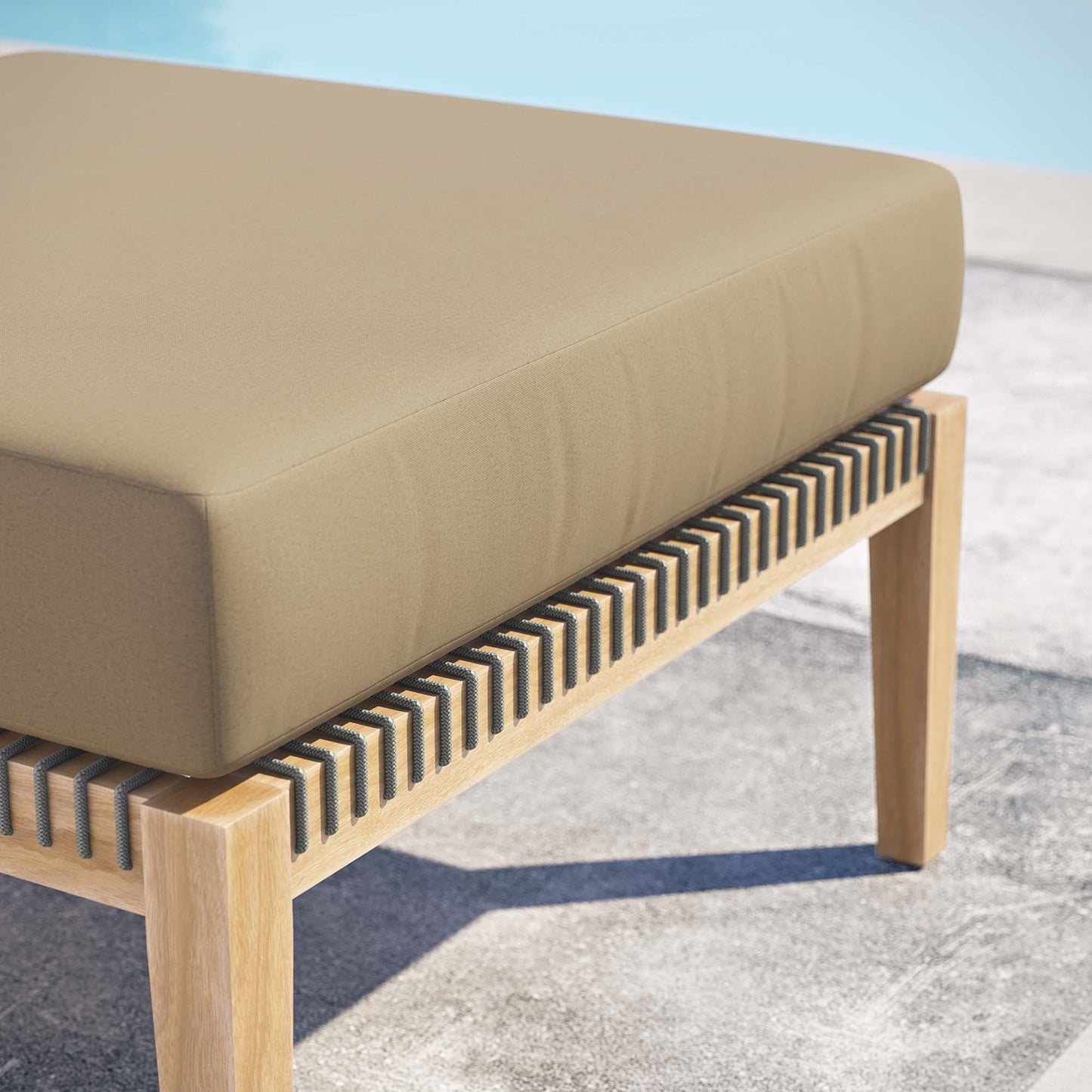 Coastal Style Teak Ottoman for Outdoor Living