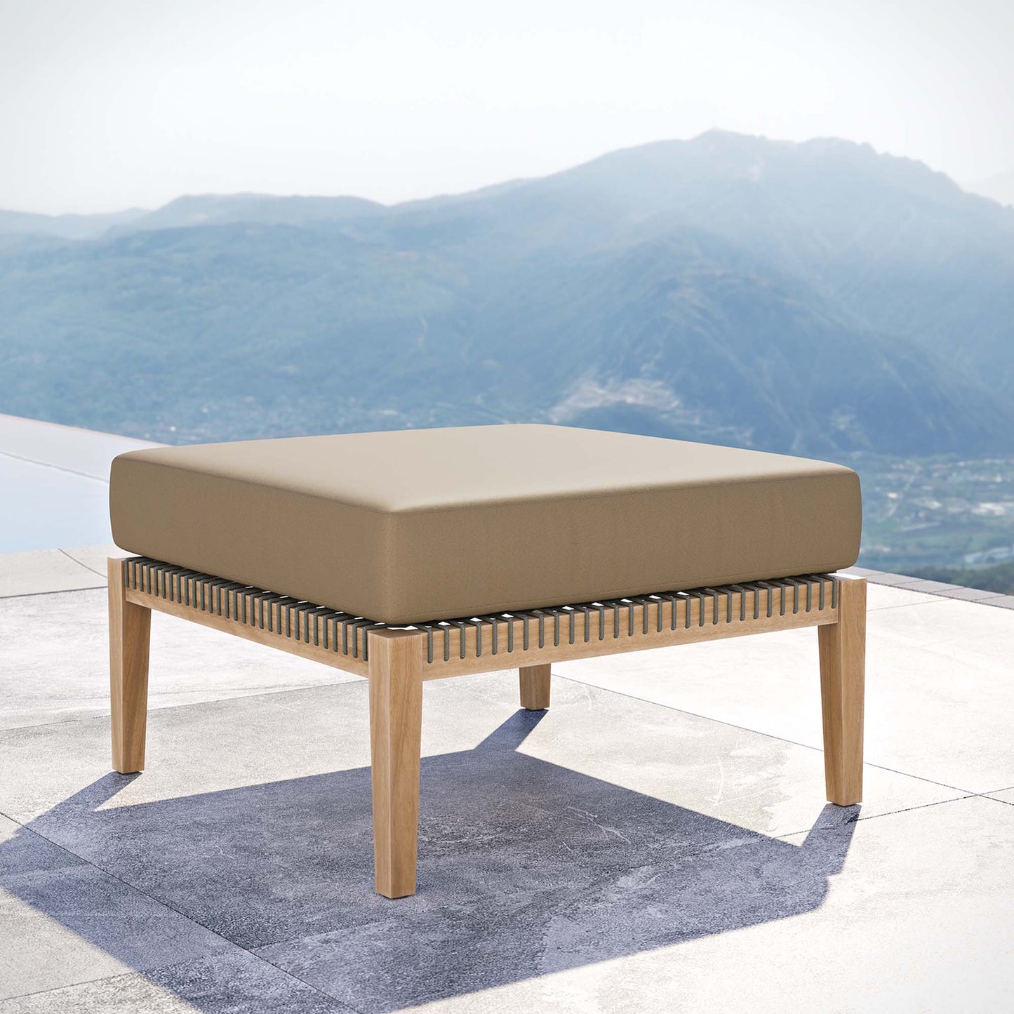 Coastal Style Teak Ottoman for Outdoor Living