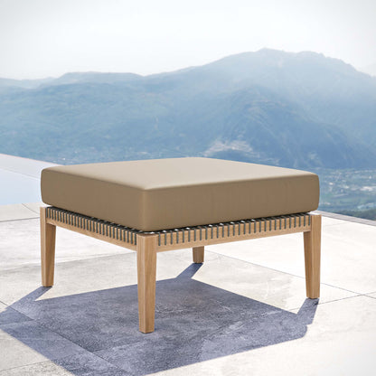 Coastal Style Teak Ottoman for Outdoor Living