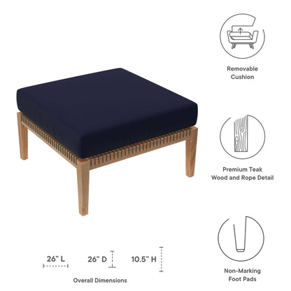 Coastal Style Teak Ottoman for Outdoor Living
