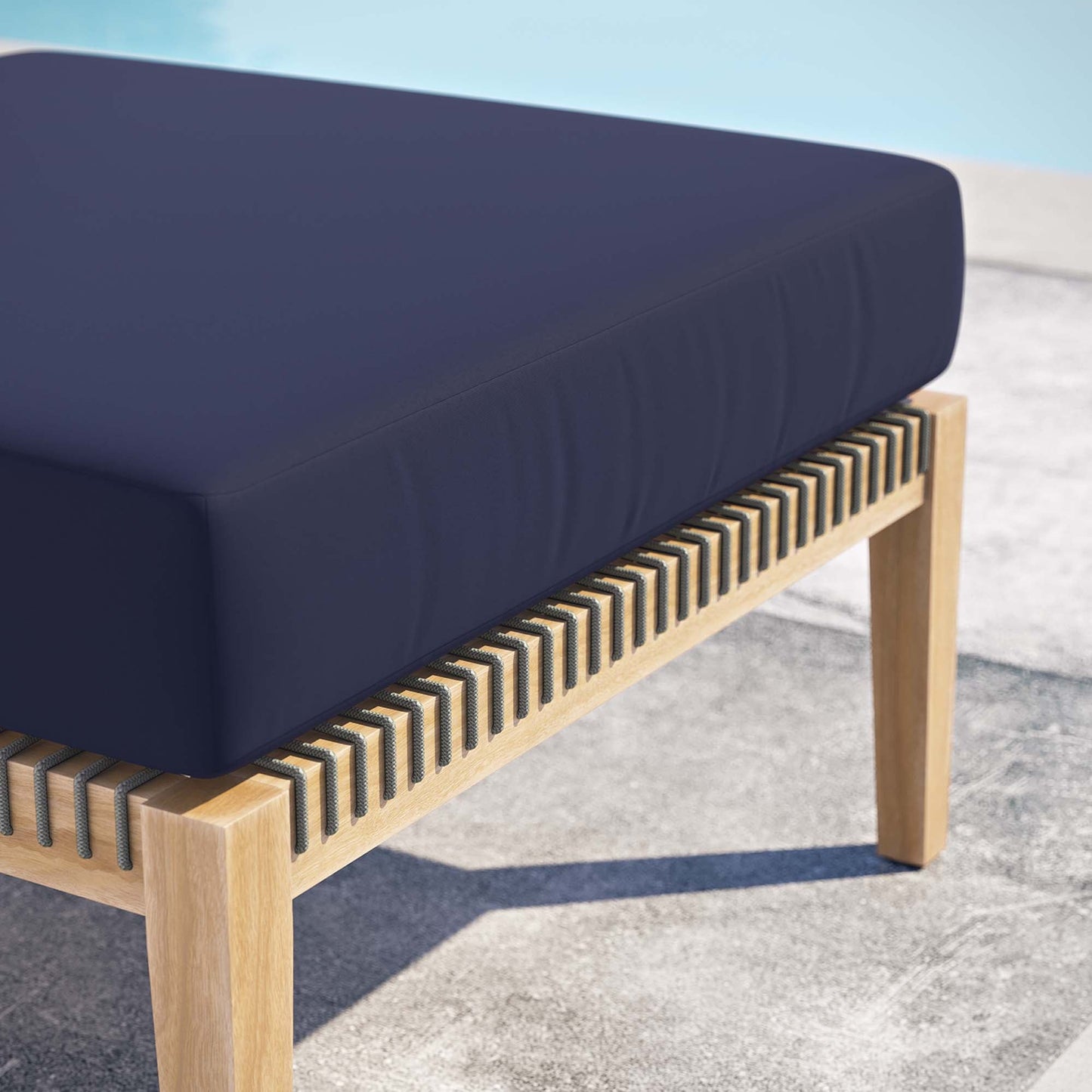 Coastal Style Teak Ottoman for Outdoor Living