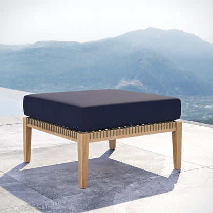 Coastal Style Teak Ottoman for Outdoor Living