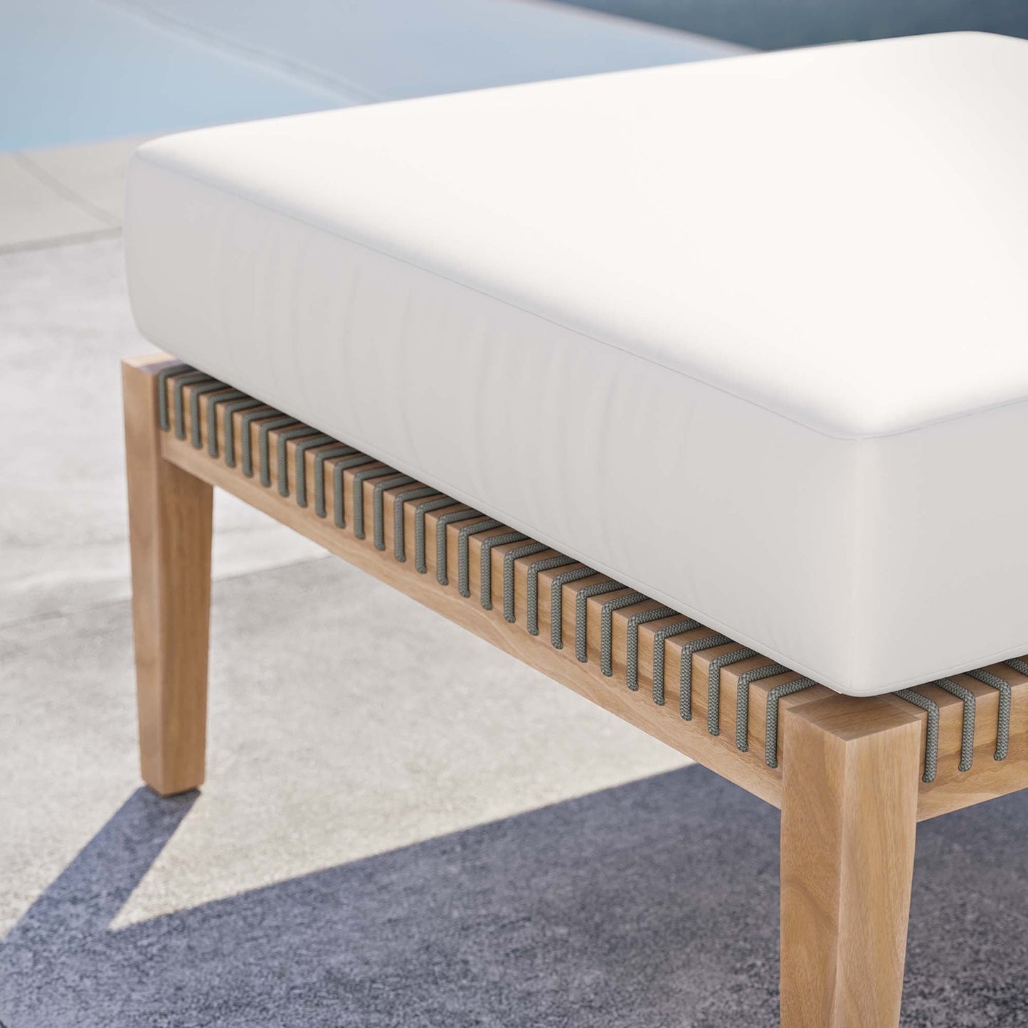 Coastal Style Teak Ottoman for Outdoor Living