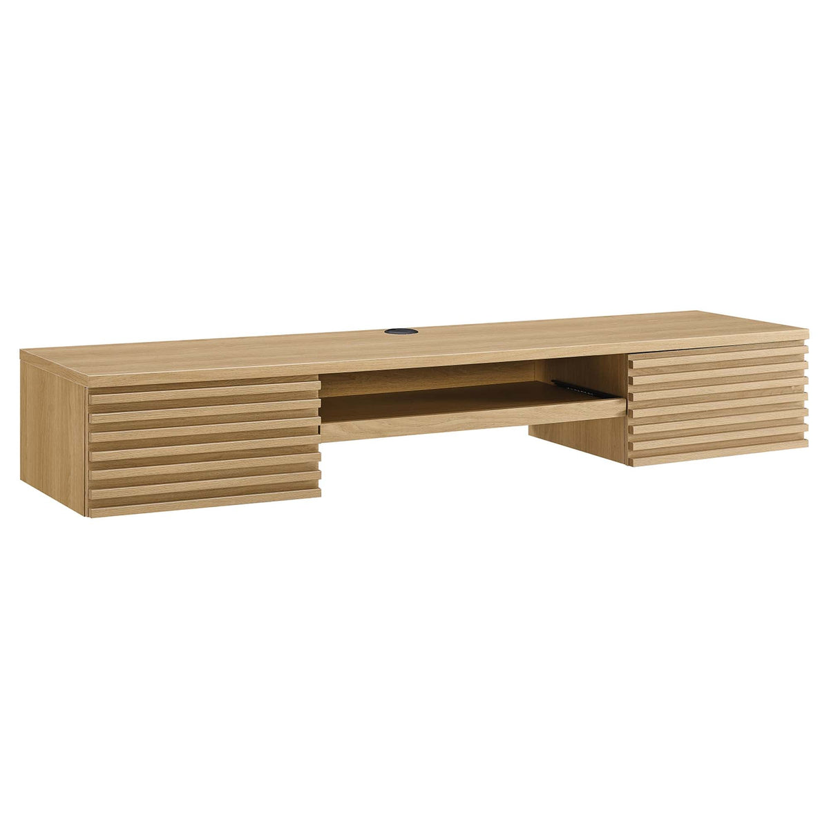 Render Wall Mount Wood Office Desk by Modway, light oak with slatted sides on Tampa Home & Garden Store