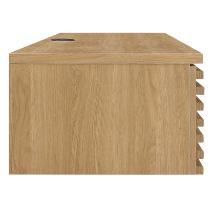 Render Wall Mount Wood Office Desk in oak finish with cable grommet on Tampa Home & Garden Store