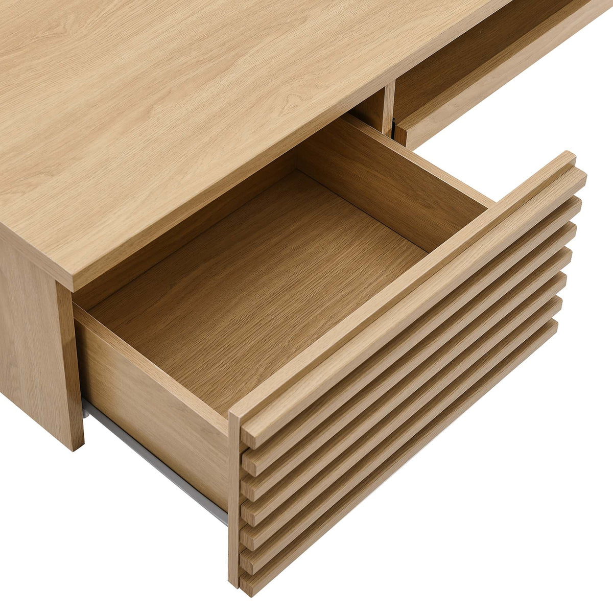 Render Wall Mount Wood Office Desk by Modway in natural oak with slatted drawer fronts on Tampa Home & Garden Store