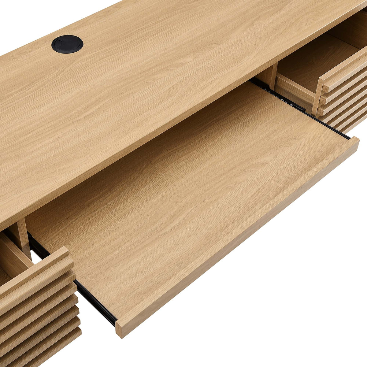 Render Wall Mount Desk oak with cable grommet and slatted storage by Modway on Tampa Home & Garden Store