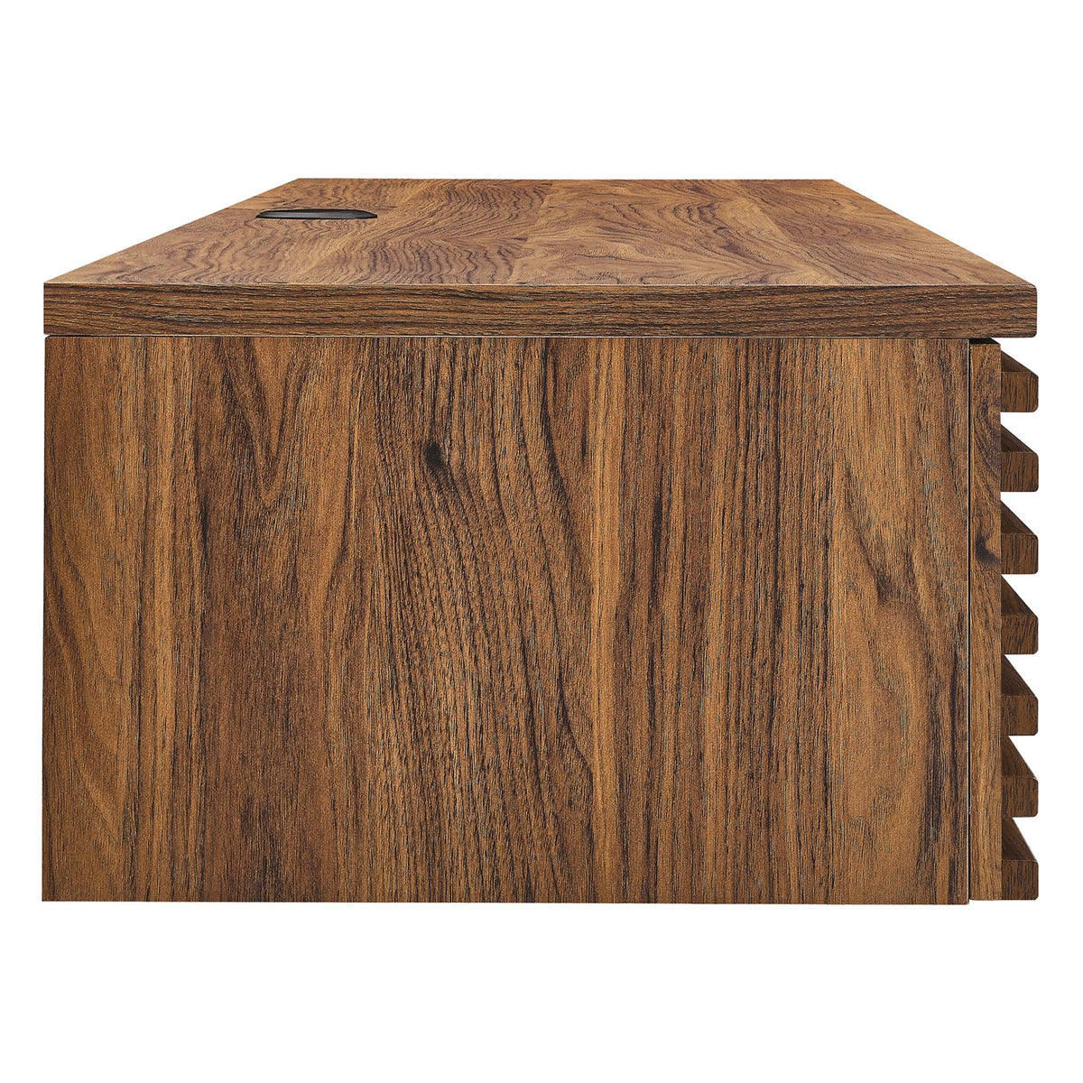 Render wall-mount wood office desk top in walnut veneer with cable slot on Tampa Home & Garden Store