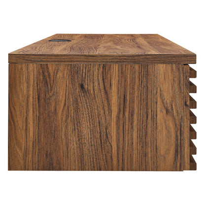 Render wall-mount wood office desk top in walnut veneer with cable slot on Tampa Home & Garden Store