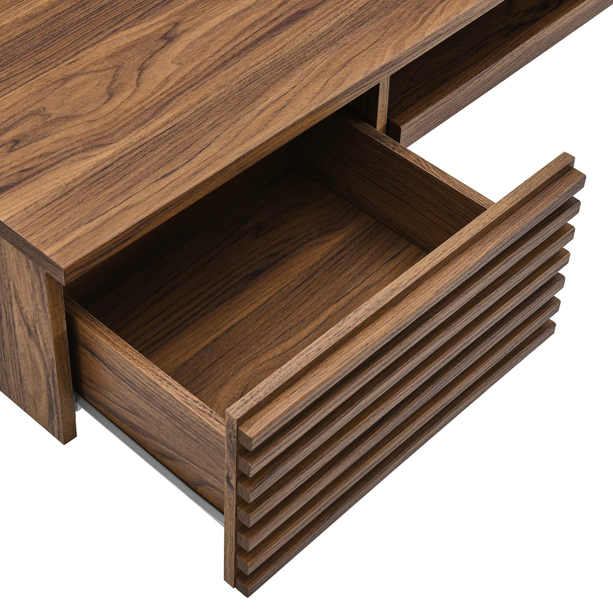 Render Wall Mount Wood Office Desk warm brown oak finish with slatted storage compartments on Tampa Home & Garden Store